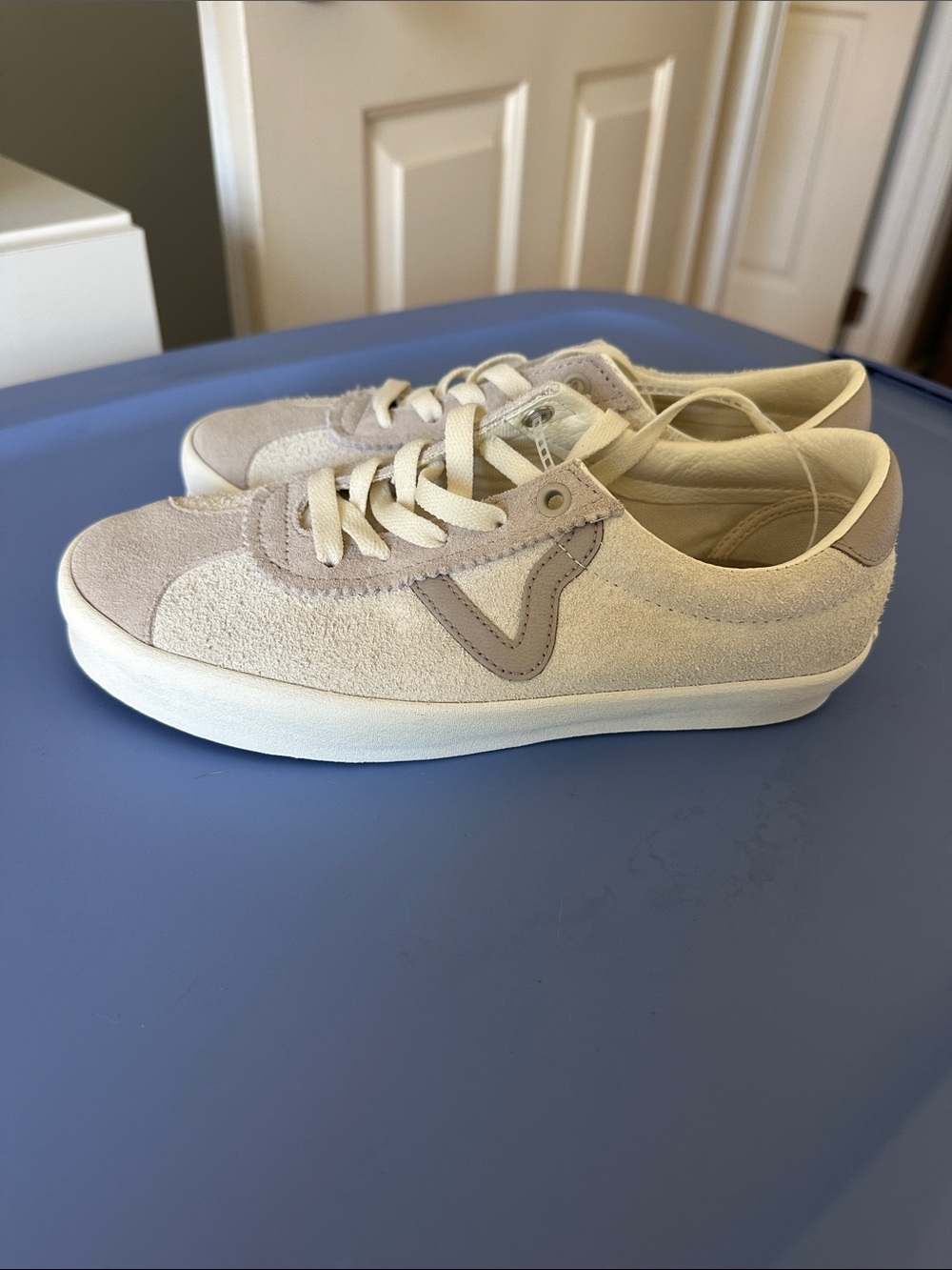 VANS Women’s Suede Lace-Up Sneakers in Cream